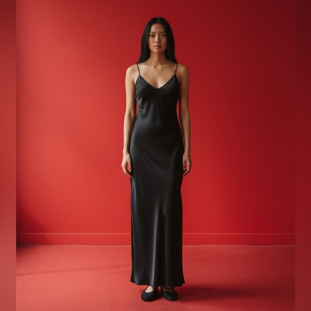 Black Slip Dress 90s Glam